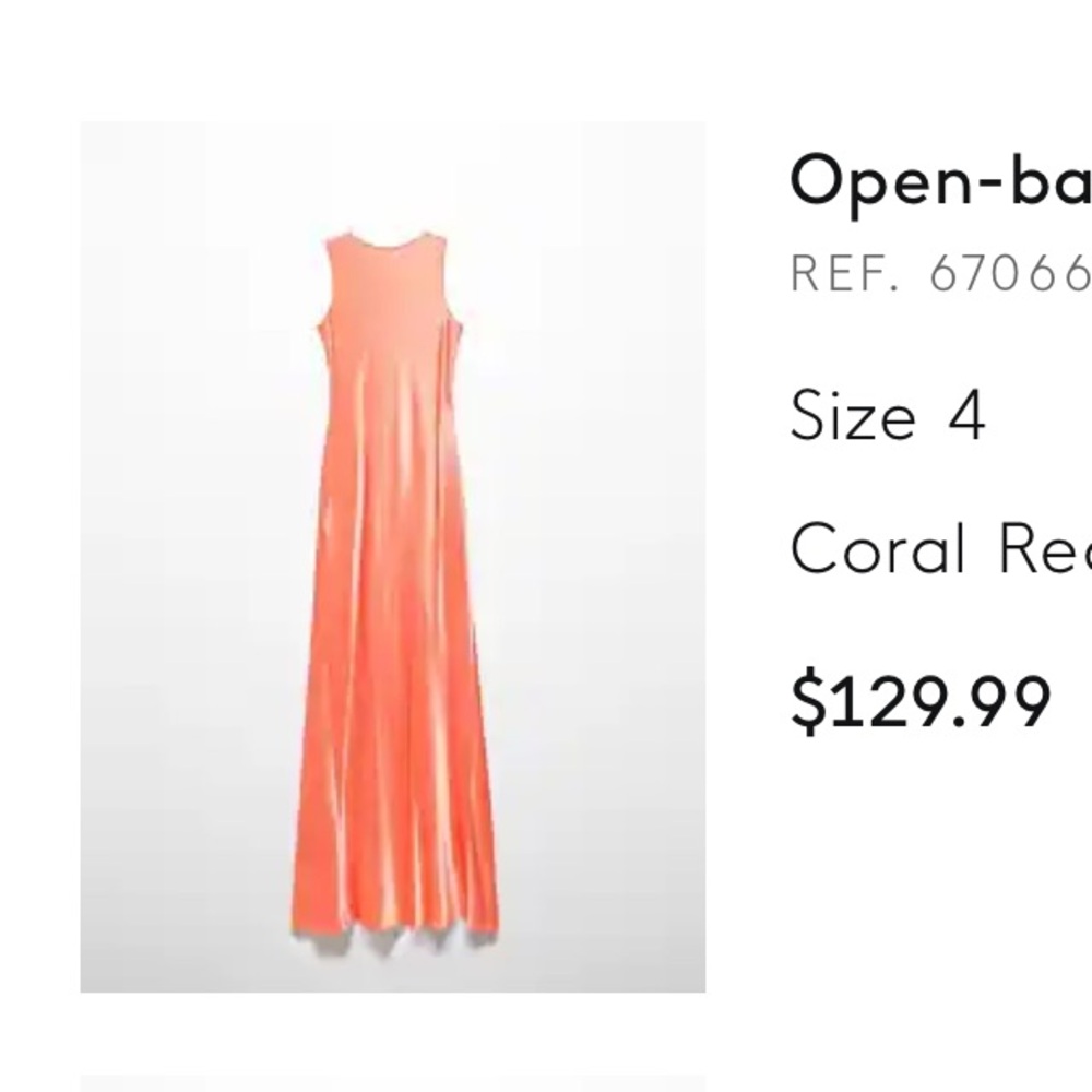 Mango Coral Backless Satin Dress